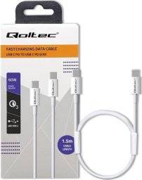 Kabel USB Qoltec USB-C - USB-C 1.5 m Biały (52360)