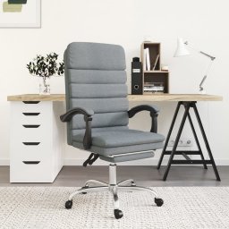 Krzesło biurowe vidaXL vidaXL Rozkładany fotel masujący, jasnoszary, obity tkaniną