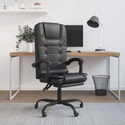 Krzesło biurowe vidaXL vidaXL Rozkładane, masujące krzesło biurowe, czarne, sztuczna skóra