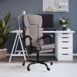 Krzesło biurowe vidaXL vidaXL Rozkładany fotel biurowy, kolor taupe, obity tkaniną