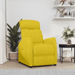  vidaXL vidaXL Rozkładany fotel podnoszony, jasnożółty, obity tkaniną