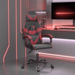 Fotel vidaXL Obrotowy fotel gamingowy, czarno-bordowy, sztuczna skóra