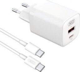Ładowarka XO ładowarka sieciowa L96 PD 30W QC 3.0 18W 1x USB 1x USB-C biała + kabel USB-C - USB-C