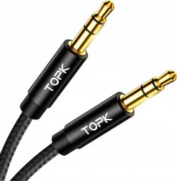 Kabel Topk Jack 3.5mm - Jack 3.5mm 1m czarny (TOPK_AUX Stereo przewód kabel)