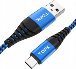 Kabel USB Topk Kable USB - USB typ C szybkie ładowanie 25cm QC3