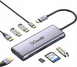 Stacja/replikator QGeeM Adapter HUB USB-C 8w1 HDMI Dual Display