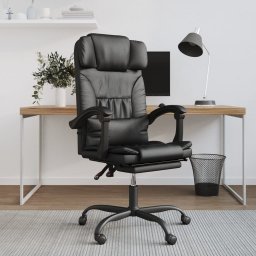Krzesło biurowe vidaXL vidaXL Rozkładany fotel biurowy, czarny, sztuczna skóra