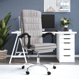 Krzesło biurowe vidaXL vidaXL Rozkładany fotel biurowy, kolor taupe, obity tkaniną