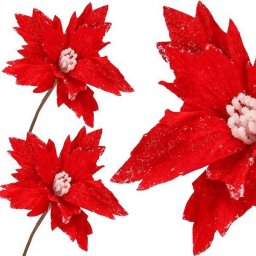  Springos Gwiazda betlejemska 22 cm sztuczny kwiat, poinsecja czerwony UNIWERSALNY