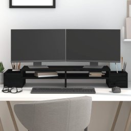 vidaXL vidaXL Podstawka na monitor, czarna, 100x27,5x15 cm, drewno sosnowe