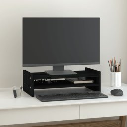  vidaXL vidaXL Podstawka na monitor, czarna, 50x27x15 cm, lite drewno sosnowe