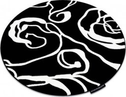  Dywany Łuszczów Dywan HAMPTON Rosa koło róża, kwiaty czarny, koło 160 cm