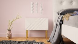 MEGSTYL SZAFKA NOCNA 50CM Z 1 SZUFLADĄ NA ZŁOTYCH NÓŻKACH - EXITO 4 biały mat - biały połysk