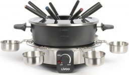  Livoo LIVOO DOC264 Elektryczna maszyna do fondue 1000W - 1,8L - W zestawie 8 widelców i kolnierza do fondue - Regulowany termostat - Stal nierdzewna