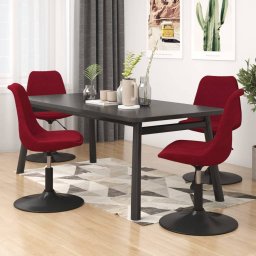  vidaXL Obrotowe krzesła stołowe, 4 szt., winna czerwień, aksamitne