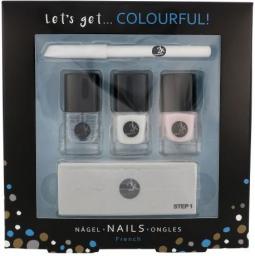 2K Let´s Get Colourful! French Nail Polish Zestaw dla kobiet Lakier do paznokci 3 x 5 ml + Kredka do paznokci 2 g + Pilnik do paznokci 1 szt