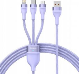 Kabel USB Baseus USB-A - USB-C + microUSB + Lightning 1.2 m Fioletowy (CASS040005)