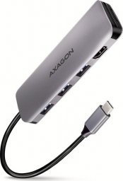 Stacja/replikator Axagon AXAGON HMC-HCR3A, USB 3.2 Gen 1 hub, porty 3x USB-A, HDMI 4k/30Hz, SD/microSD, kabel USB-C 20cm