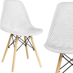  Krzesło białe plastikowe ażurowe do salonu jadalni