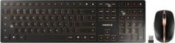 Klawiatura + mysz Cherry Cherry Desktop DW 9100 SLIM [US/EU] WL AES black/copper BT Lithium Akku - wochenlange Nutzung ohne Aufladung