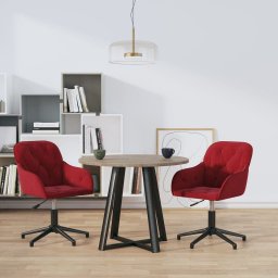  vidaXL Obrotowe krzesła stołowe, 2 szt., winna czerwień, aksamitne