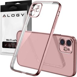  Alogy Alogy Etui ochronne TPU Luxury Case z osłonką na aparat do Apple iPhone 12 różowo-przezroczyste uniwersalny