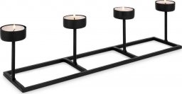  Home Styling Collection Świecznik na 4 świeczki tealight metalowy czarny 35x8,5x9 cm