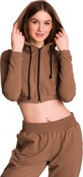  RENNWEAR Bluza damska dresowa krótka z dużym kapturem dziecięca dla dziewczynki kawowy 140-146 cm