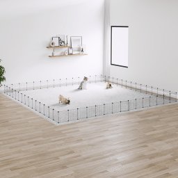  vidaXL Klatka dla zwierząt z bramką, 60 paneli, czarna, 35x35 cm, stal