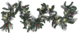 Beliani Ośnieżona świąteczna girlanda LED 180 cm zielona WAPTA!