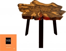  Wood & Resin Stolik z plastra drewna Żywica epoksydowa 40 cm x 78 cm x 5 cm Nogi 40 cm | Szlifowany, Lakierowany spód (matowy), Opalany PDOS_092129_Z02