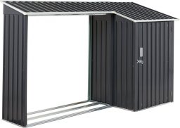 Beliani Stalowy domek narzędziowy z drewutnią szary AOSTA!