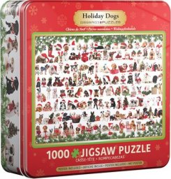 Eurographics Puzzle 1000 Tin Holiday Dogs 8051-0939