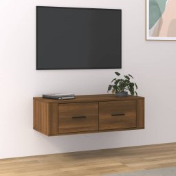  vidaXL vidaXL Wisząca szafka pod TV, brązowy dąb, 80x36x25 cm