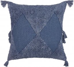  Beliani Lumarko Bawełniana poduszka dekoracyjna geometryczny wzór z frędzlami 45 x 45 cm niebieska AVIUM!