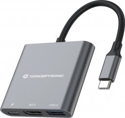 Adapter USB Conceptronic CONCEPTRONIC Adapter USB-C -> HDMI,2xUSB3.0,PD,SD   0.15m