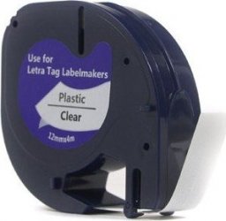  JetWorld Taśma JetWorld Zamiennik Dymo LabelWriter Czarny na Przezroczystym, 12mm x 4m LetraTag LT100H, LT100T, LT100, QX50, XR (12267, 1