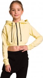  RENNWEAR Bluza damska dresowa krótka z dużym kapturem dziecięca dla dziewczynki cytrynowy 140-146 cm