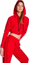  RENNWEAR Bluza damska dresowa krótka z dużym kapturem dziecięca dla dziewczynki czerwony 116-122 cm