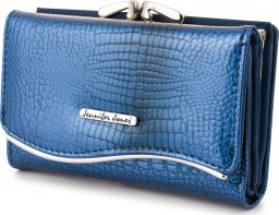 Jennifer Jones Niebieski elegancki damski portfel skórzany pojemny lakier 824