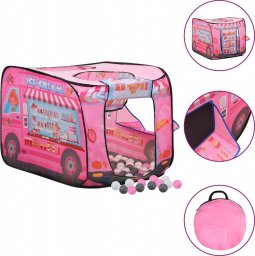  vidaXL Namiot do zabawy z 250 piłeczkami, różowy, 70x112x70 cm