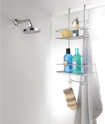 Koszyk prysznicowy Metaltex Metaltex Organizer pod prysznic Onda z 2 półkami i haczykami, srebrny