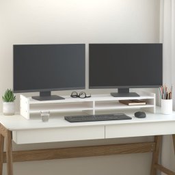  vidaXL vidaXL Podstawka na monitor, biała, 100x27x15 cm, lite drewno sosnowe