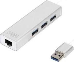 HUB USB Digitus 1x RJ-45  + 3x USB-A 3.0 (DA-70250-1)