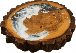  Wood & Resin Blat żywiczny z plastra drewna PDOB_113232_Z00 Żywica epoksydowa 39 cm x 43 cm x 5,5 cm | Szlifowany, Lakierowany spód (matowy), Opalany