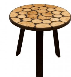  Wood & Resin Stolik z plastra drewna Żywica epoksydowa 58 cm x 58 cm x 3 cm Nogi 50 cm | Szlifowany, Lakierowany spód (matowy) PDOS_071707_Z03