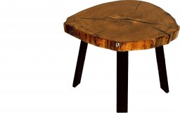 Wood & Resin Stolik z plastra drewna Żywica epoksydowa 57 cm x 64 cm x 6 cm Nogi 50 cm| Szlifowany, Lakierowany spód (matowy) PDOS_080400_Z03