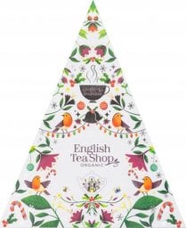 Kalendarz adwentowy English Tea Shop Zestaw herbatek Kalendarz Adwentowy trójkątny biały 25 piramidek  BIO 50g