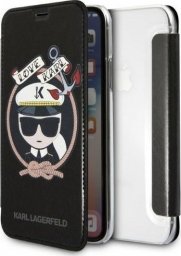  Karl Lagerfeld Etui Karl Lagerfeld KLFLBKPXKSB Apple iPhone XS/X czarny/black bookcase Signature Glitter