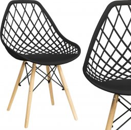  Krzesło ażurowe plastikowe czarne do salonu jadalni